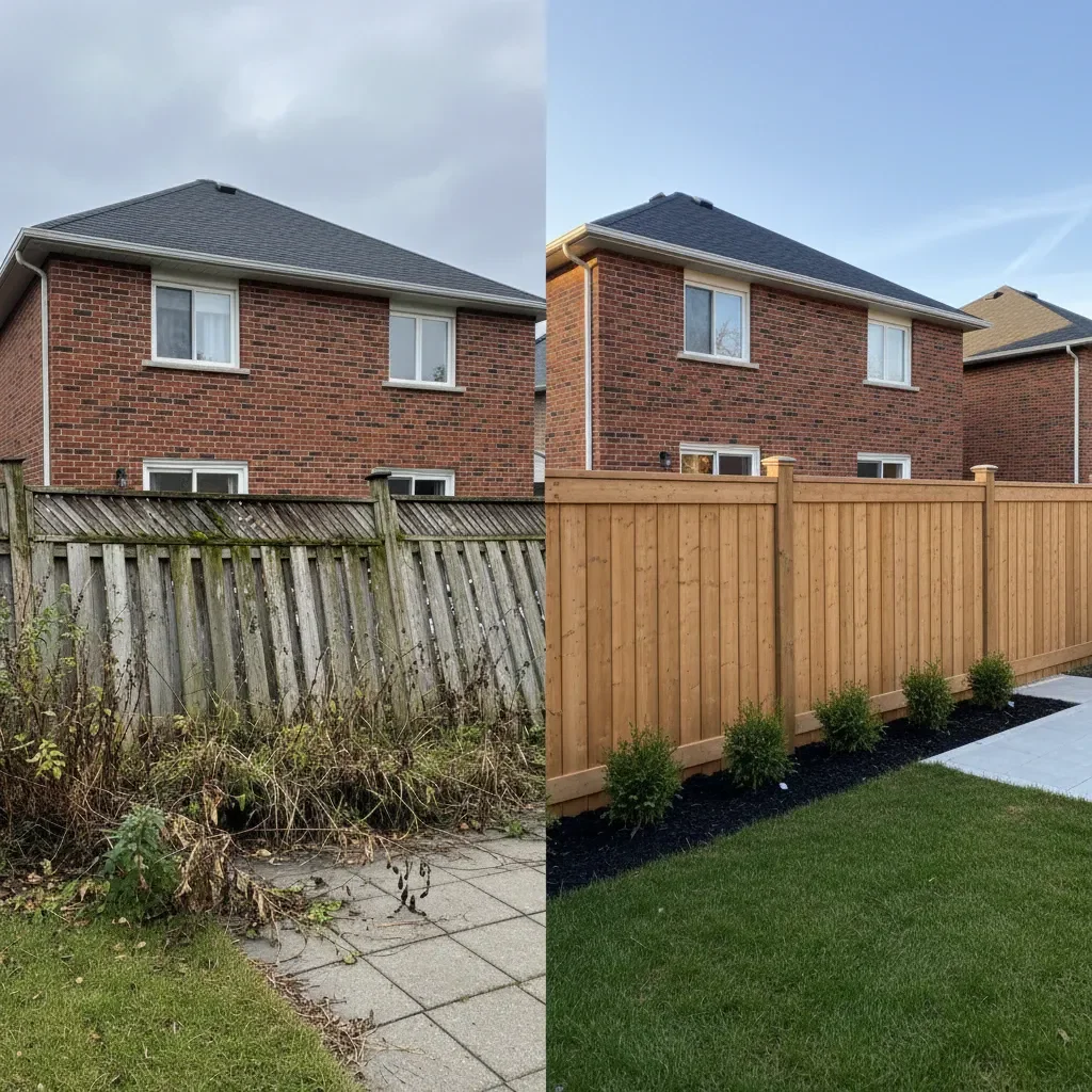 Fence contractor transformation - before and after by Urban Landscaping Laval in Laval